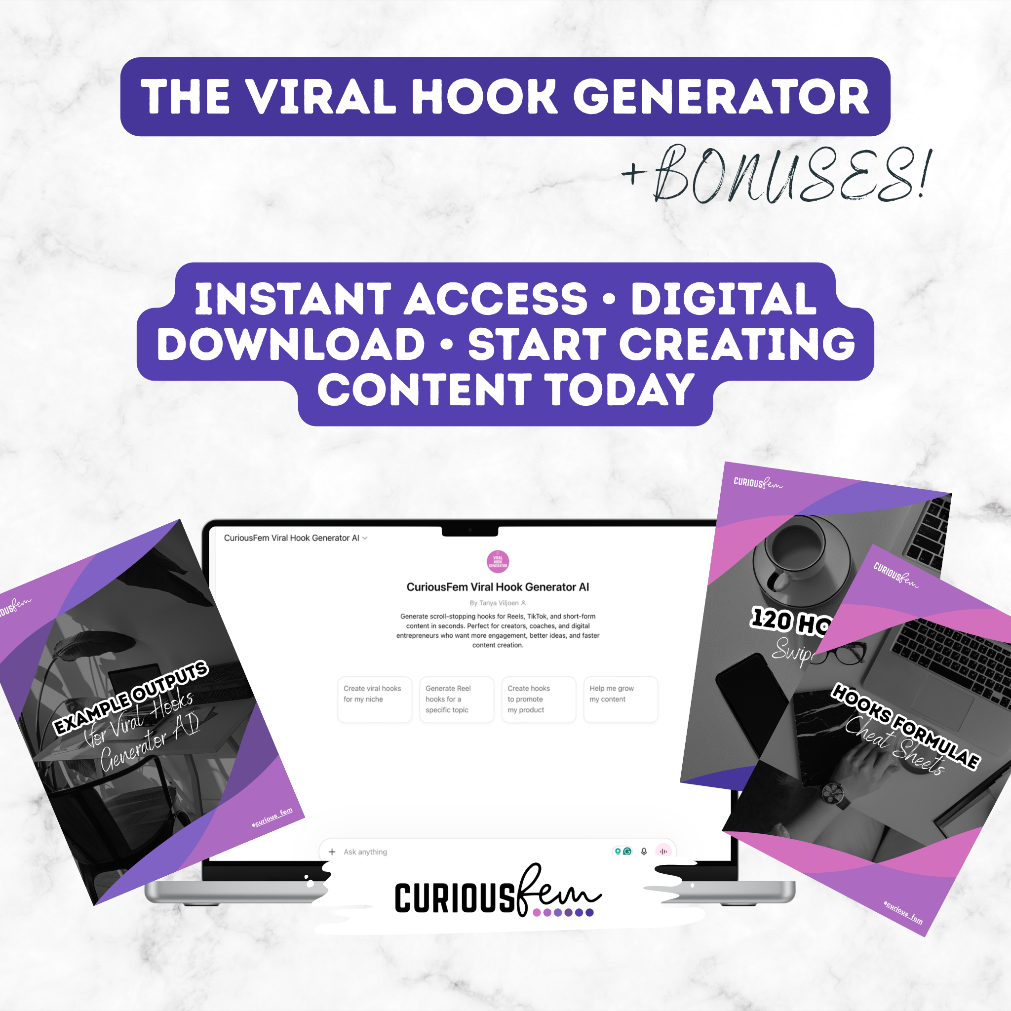 CuriousFem Viral Hook Generator AI